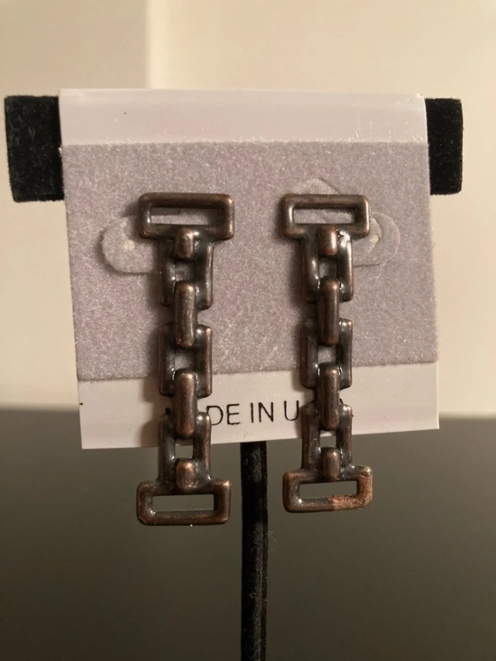 Men's Chain Link Earrings - Antique Bronze